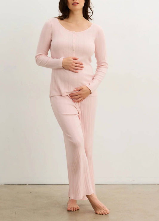 Hatch - Long Sleeve Pointelle Henley Top