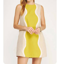 Strut & Bolt - Wavy Contrast Color Block Mini Dress