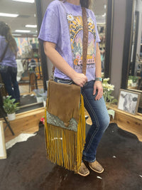 American Darling - Women's All Leather Tooled Fringe Purse Bag