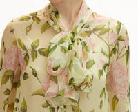 Oscar De La Renta - English Rose Silk Chiffon Blouse