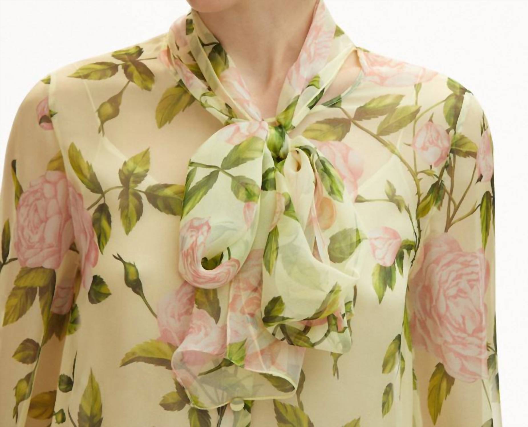 Oscar De La Renta - English Rose Silk Chiffon Blouse