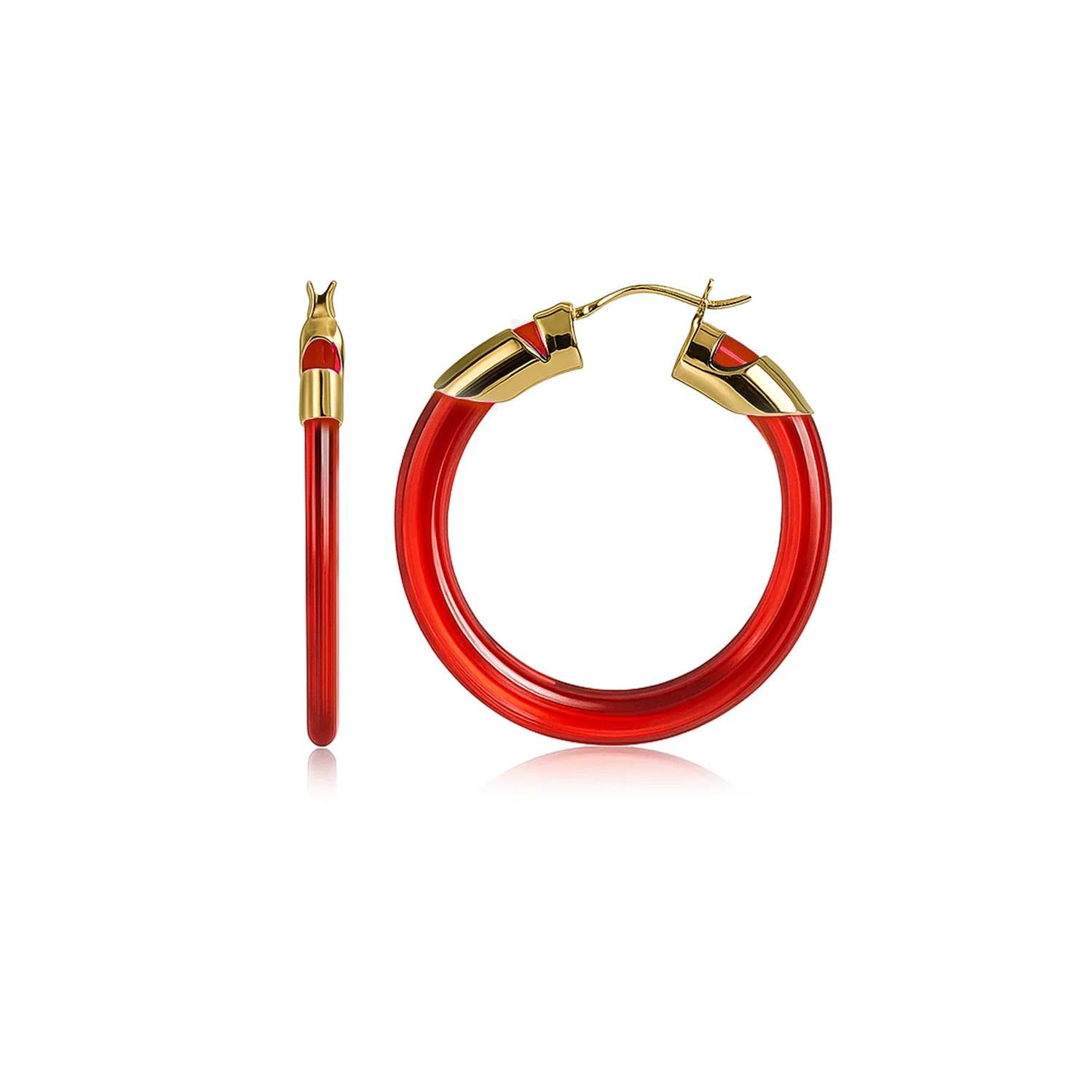 Gold & Honey - Women's Classic Flat Lucite Birthstone Hoop Earrings