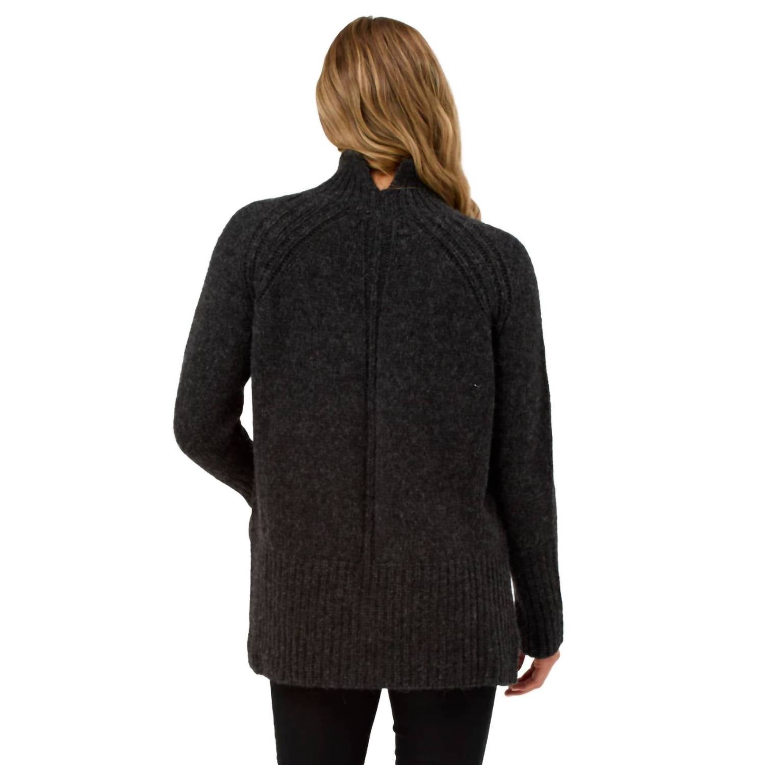 krimson klover Apres Tunic Top in heather black - women's shirt - detail view