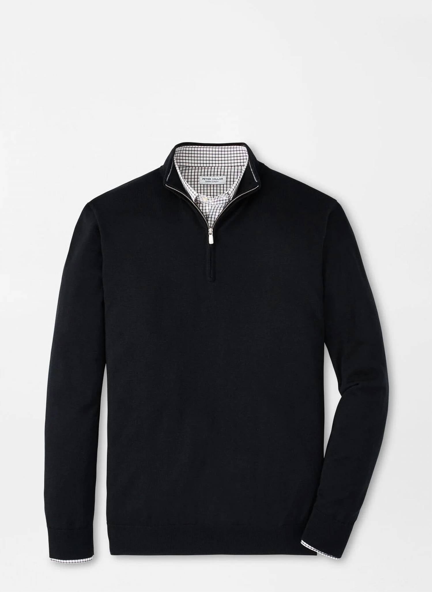 Peter Millar - Autumn Crest Suede Trim Quarter-zip Sweater