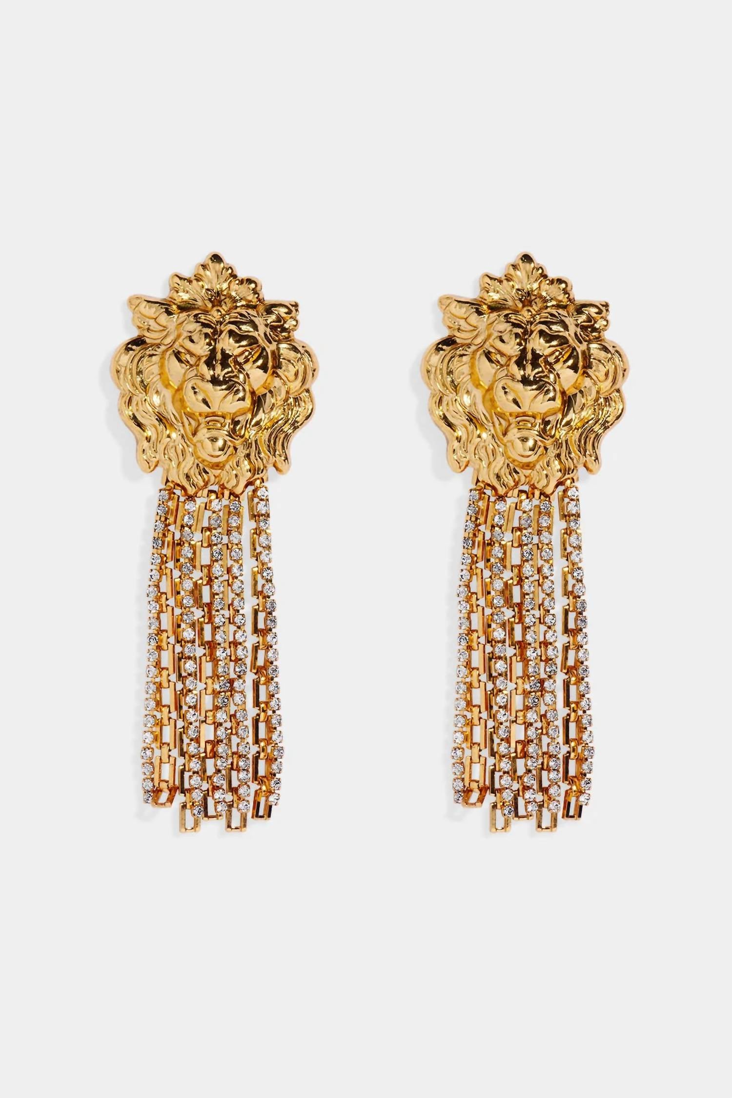 Nicole Romano - Women's Borgia Lion Head & Fringe Earring