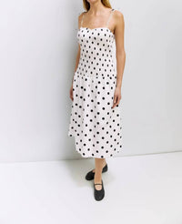 All : Row - The Natalie Smocked Polka Dot Midi Dress