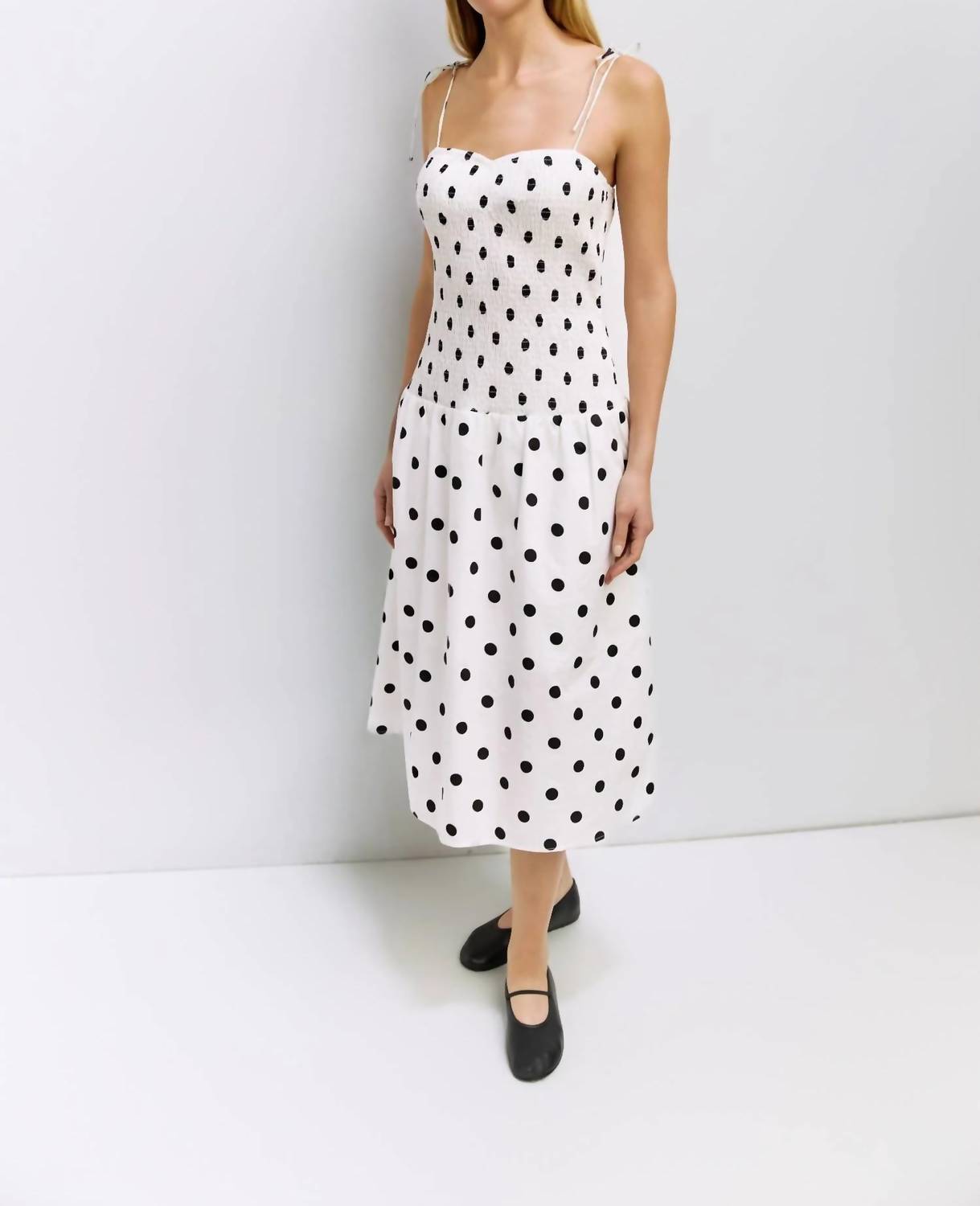 All : Row - The Natalie Smocked Polka Dot Midi Dress