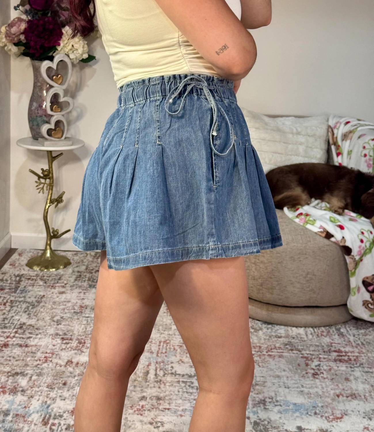 Wishlist - Paisley Pleated Shorts with Elastic Waist