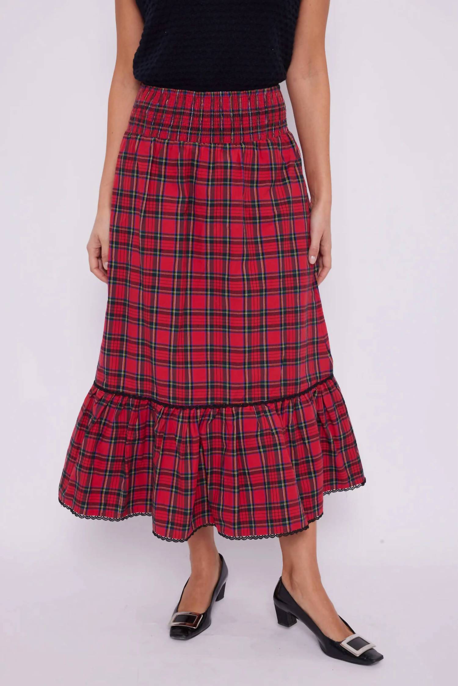 Sail To Sable - Smocked Waist Midi Skirt