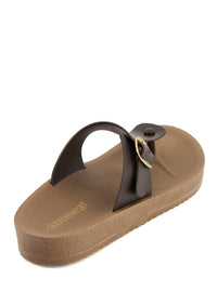 Andrea Women's Adjustable Buckle Sandal in dark brown - women's sandal - detail view