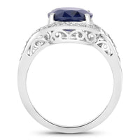 Diana M Jewels Women's Oval Natural Sapphire Fashion Ring (4.69 Ct) - Statement in 14k white gold - women's jewelry - detail view
