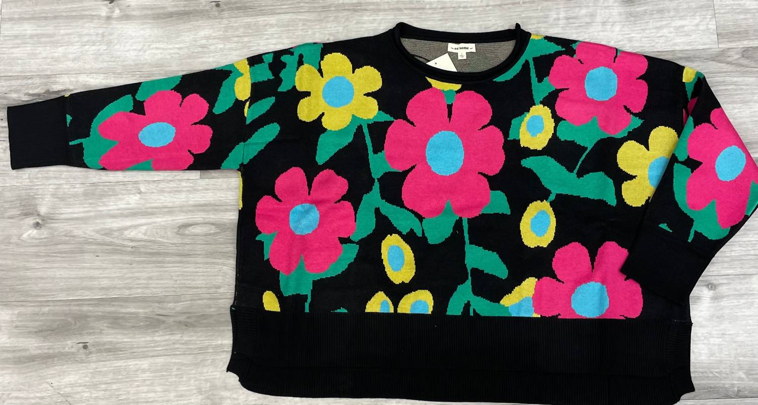 Ee:Some - Women's Floral Pattern Knit Top