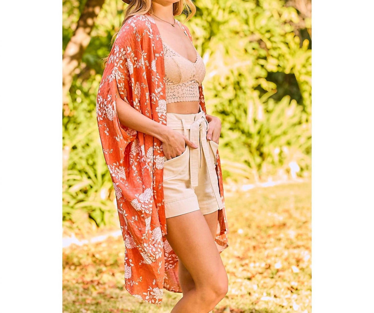 Main Strip - Ella Floral Print Sleeve Slit Kimono
