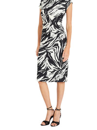 Maggy London - Animal Print Mock Neck Midi Dress