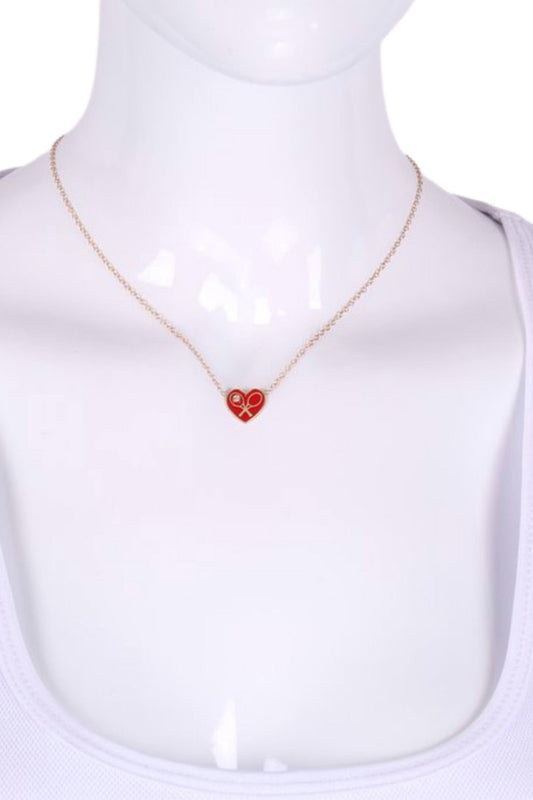 Love Love Tennis - Women's Enamel Heart Diamond Necklace