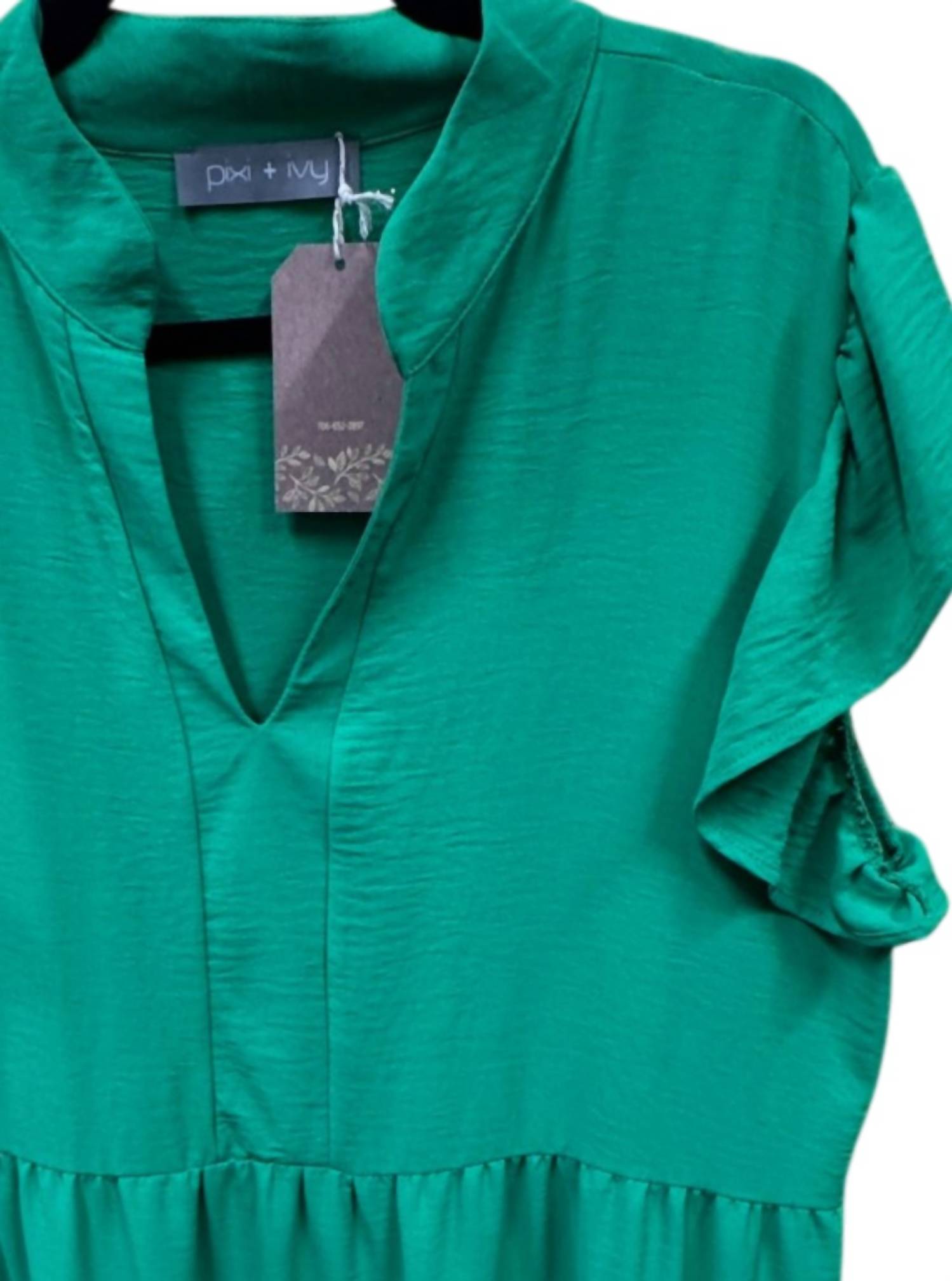Pixi + Ivy Women's Long Tier Dress in kelly green - women's dress - detail view