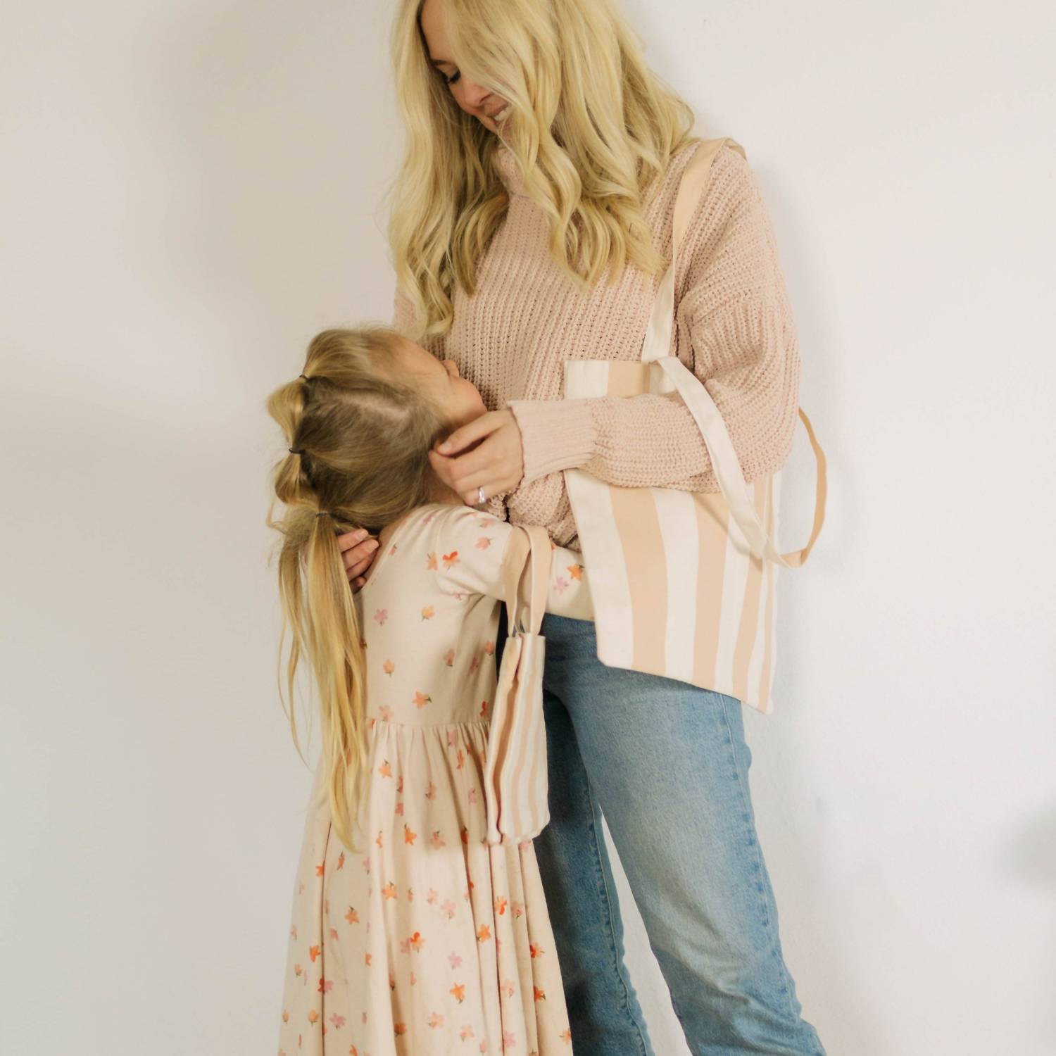 IMANI COLLECTIVE Striped mommy and me tote in pink natural - women's bag - alternate view