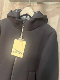 Herno Women's Woven Coat in navy - women's jacket - detail view