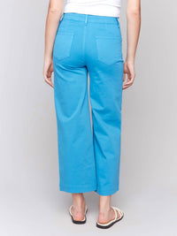 CHARLIE B Cropped Flare Leg Front Patch Pocket Pants in lagoon - women's pants - alternate view