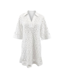 Jodifl Women's Crochet Collared Dress in white - women's dress