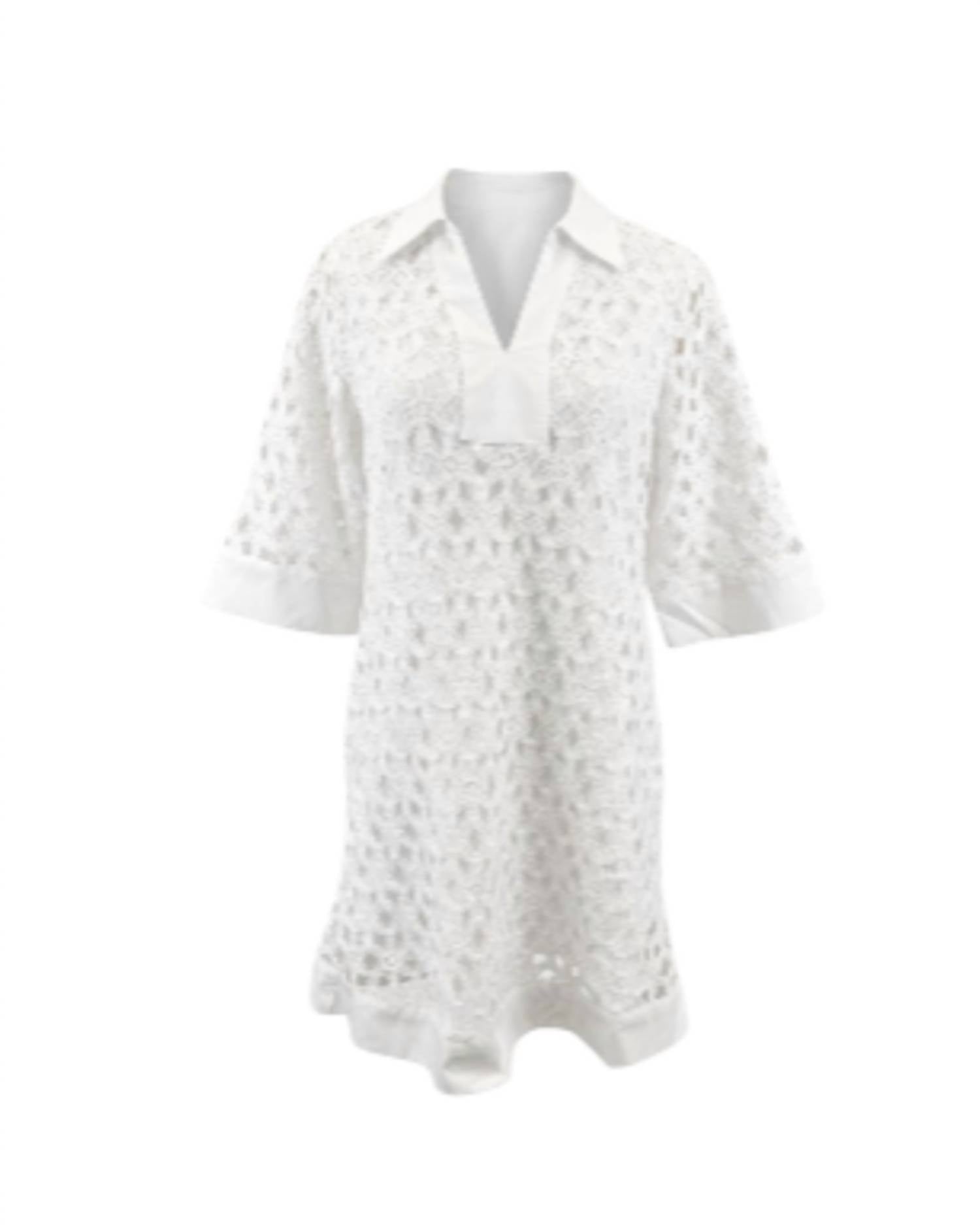 Jodifl Women's Crochet Collared Dress in white - women's dress