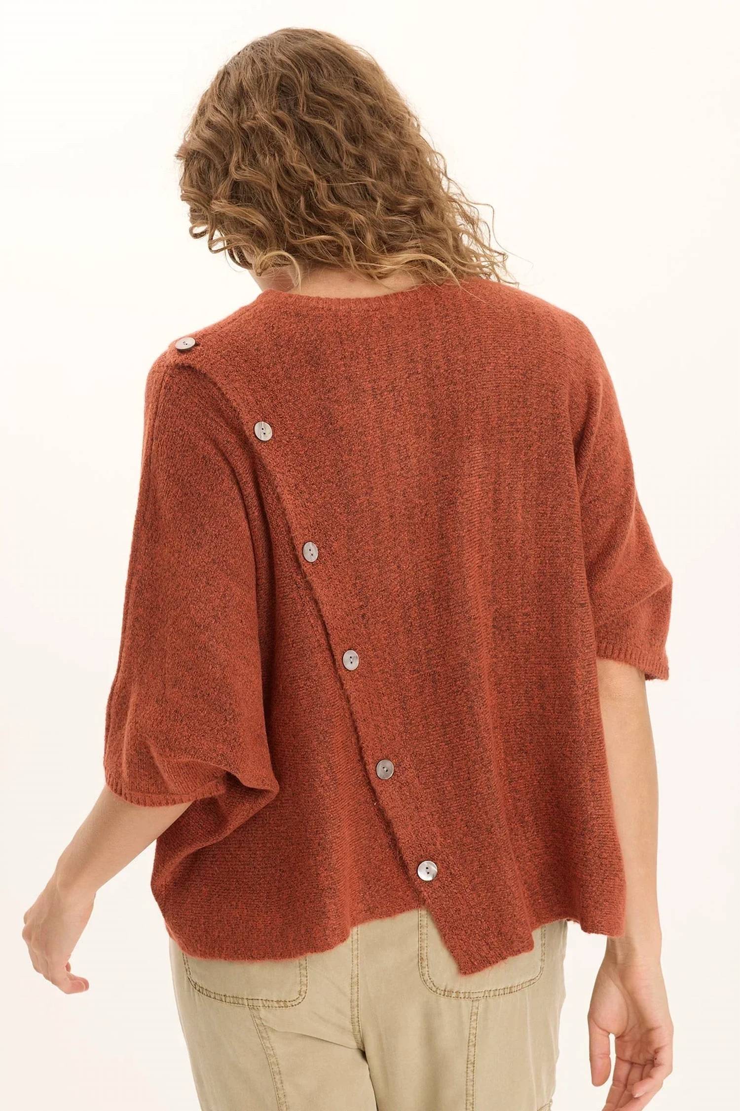 Xcvi - Asymmetrical Button Detail Knit Poncho Top