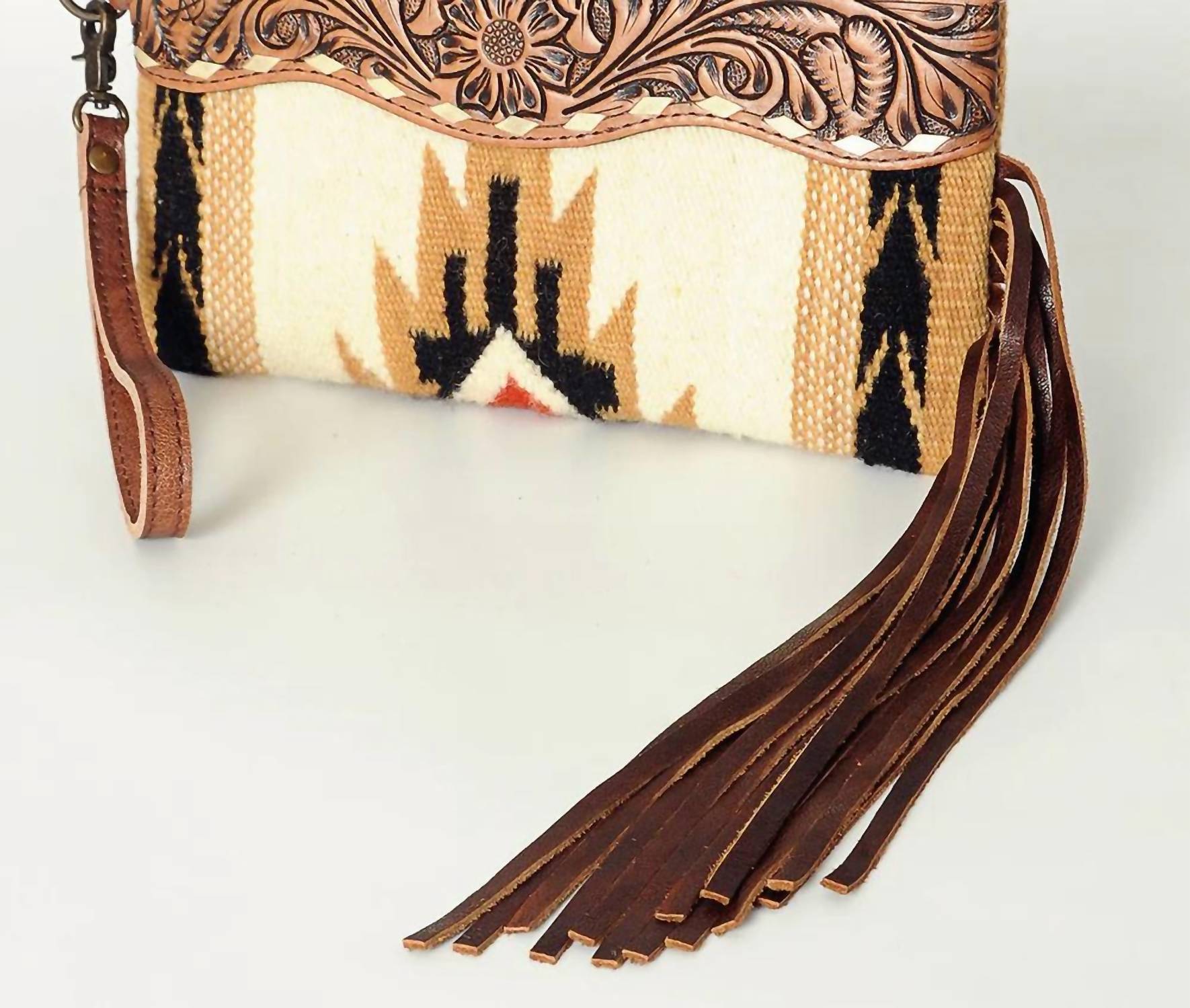 American Darling Women's Hand Tooled Saddle Blanket Crossbody Purse in tan - women's bag