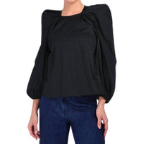 Kika Vargas Hitomi Balloon Sleeves Top in black - women's blouse