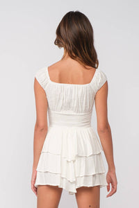 Sky To Moon - Clip Dot Smock Waist Ruffle Romper