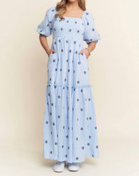 J.Nna - Floral Embroidered Tiered Midi Dress - Plus