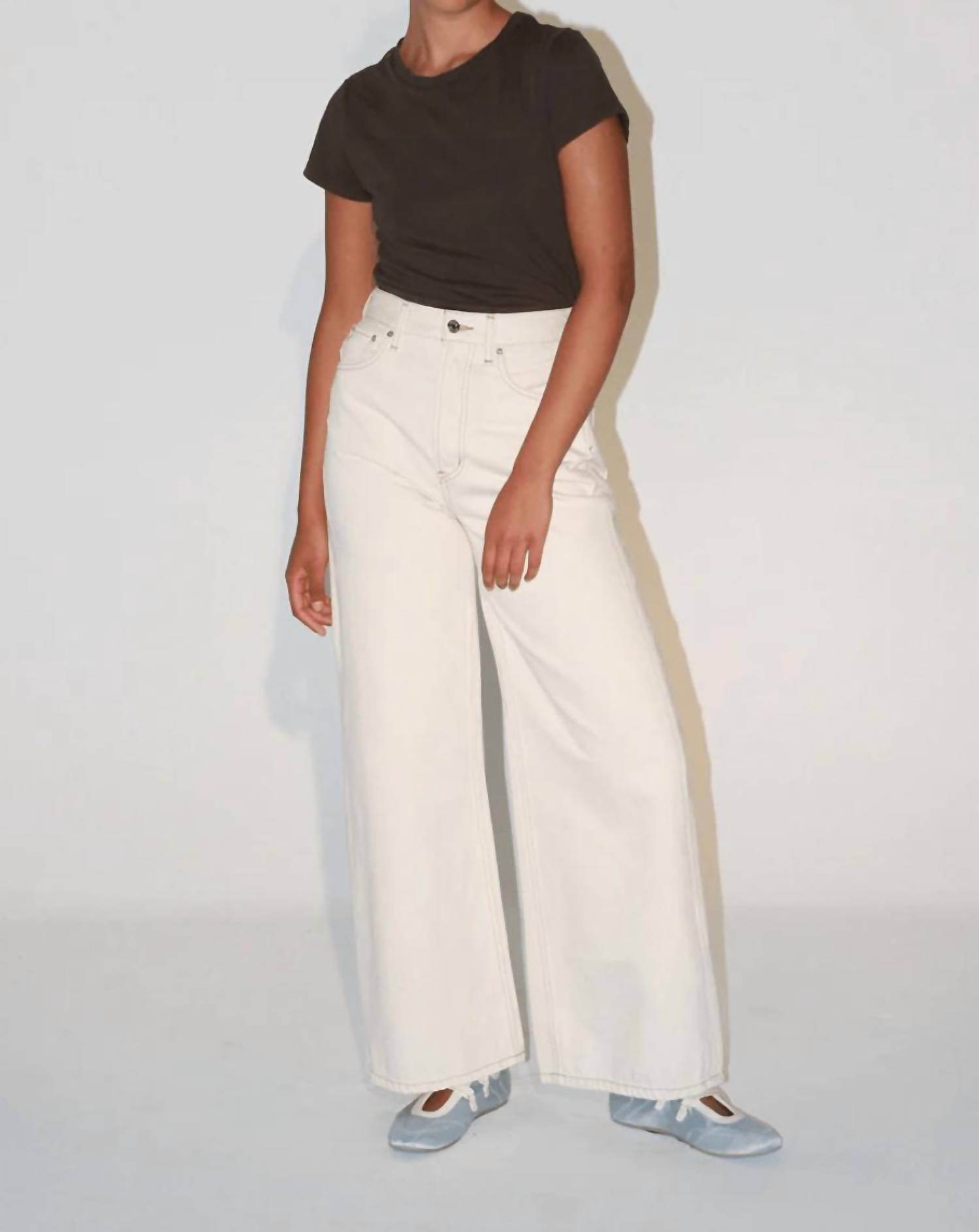 ETICA Marley Ultra High Rise Baggy Pants in parchment - women's pants