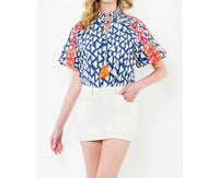 Thml - Embridered Puff Sleeve Print Top