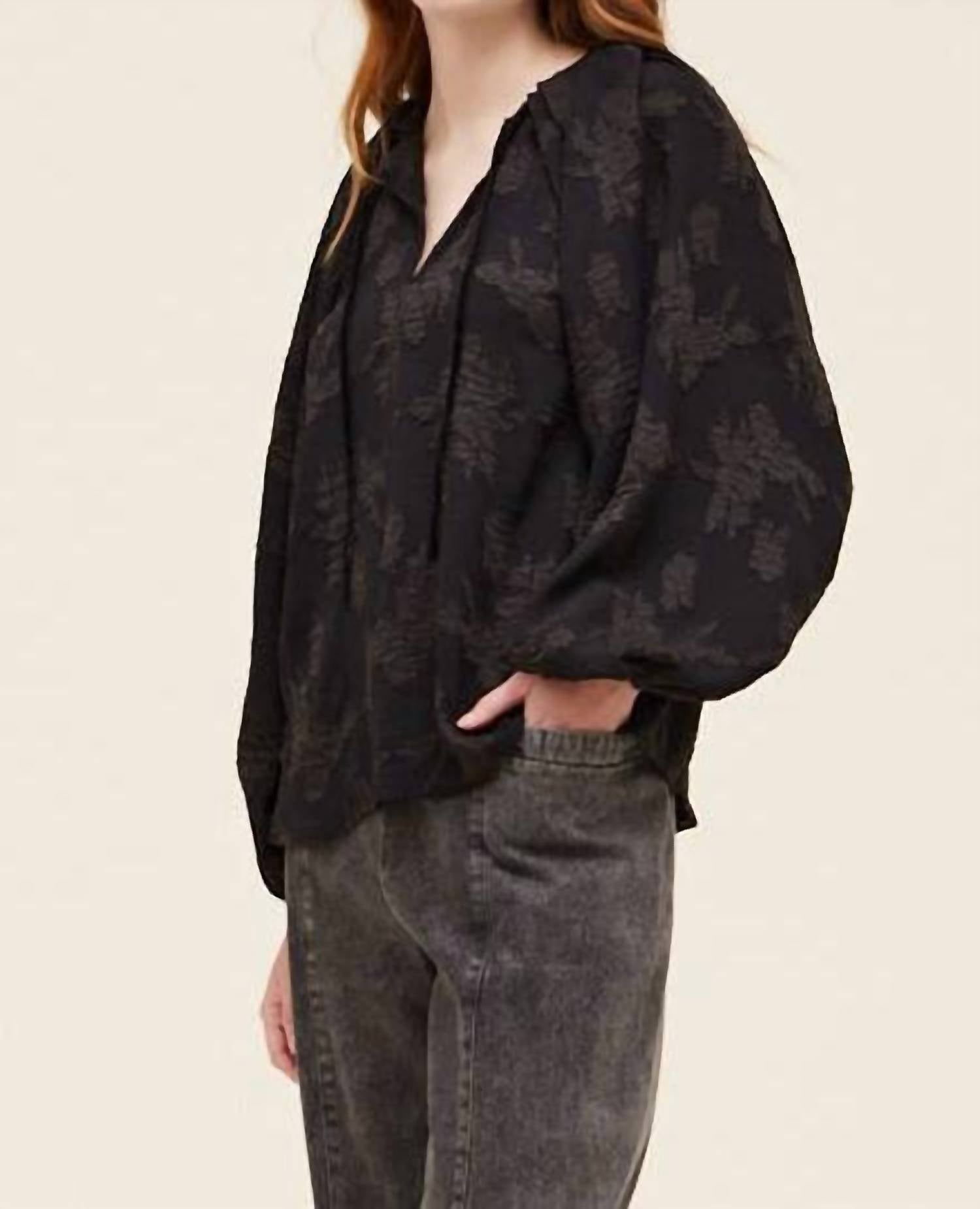 Grade & Gather - Pleated Jacquard Blouse