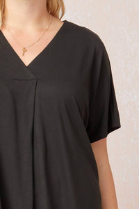 entro Short Sleeve Placket Top in black - women's blouse - view 4