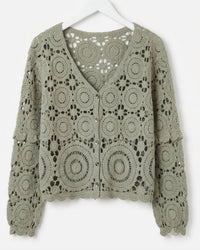 Pol - Women's V-neck Crochet Cardigan