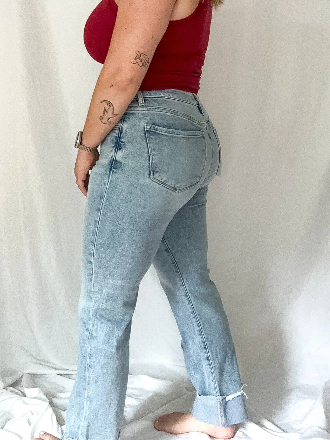 Risen - High Rise Crop Straight Jeans