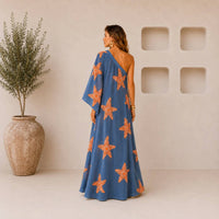 Mystery Resort - Starfish One-shoulder Caftan Maxi Dress