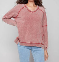 Charlie B - Cold Dye French Terry V-neck Top
