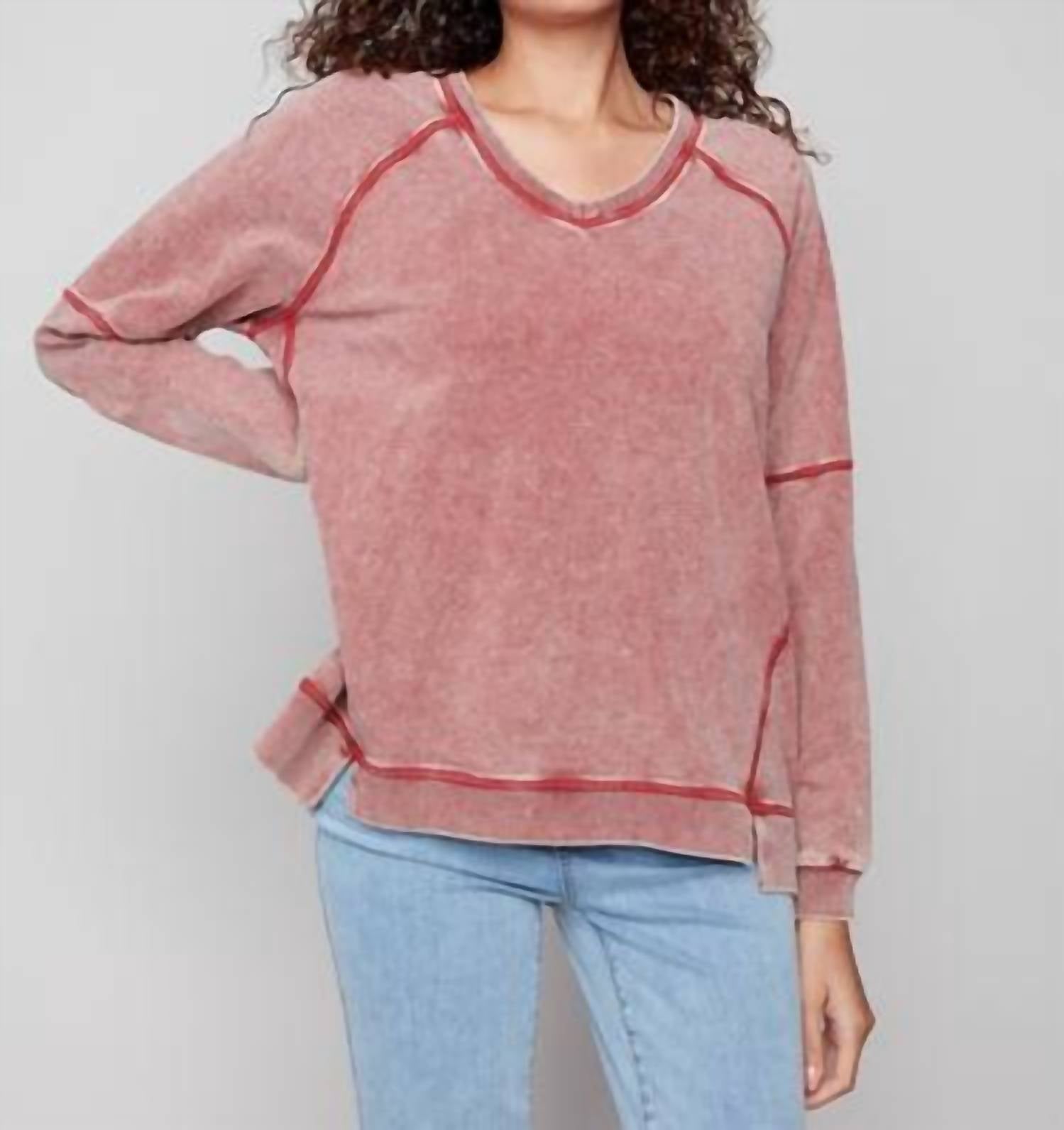 Charlie B - Cold Dye French Terry V-neck Top