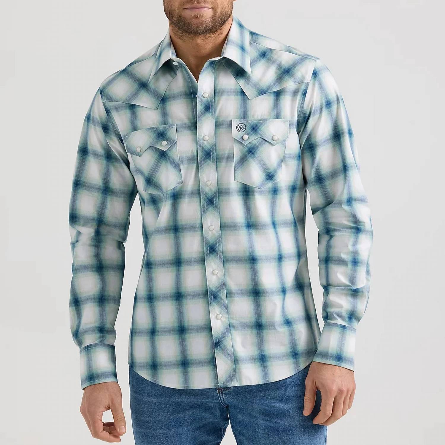 Wrangler - Sawtooth Pocket Plaid Western Snap Shirt