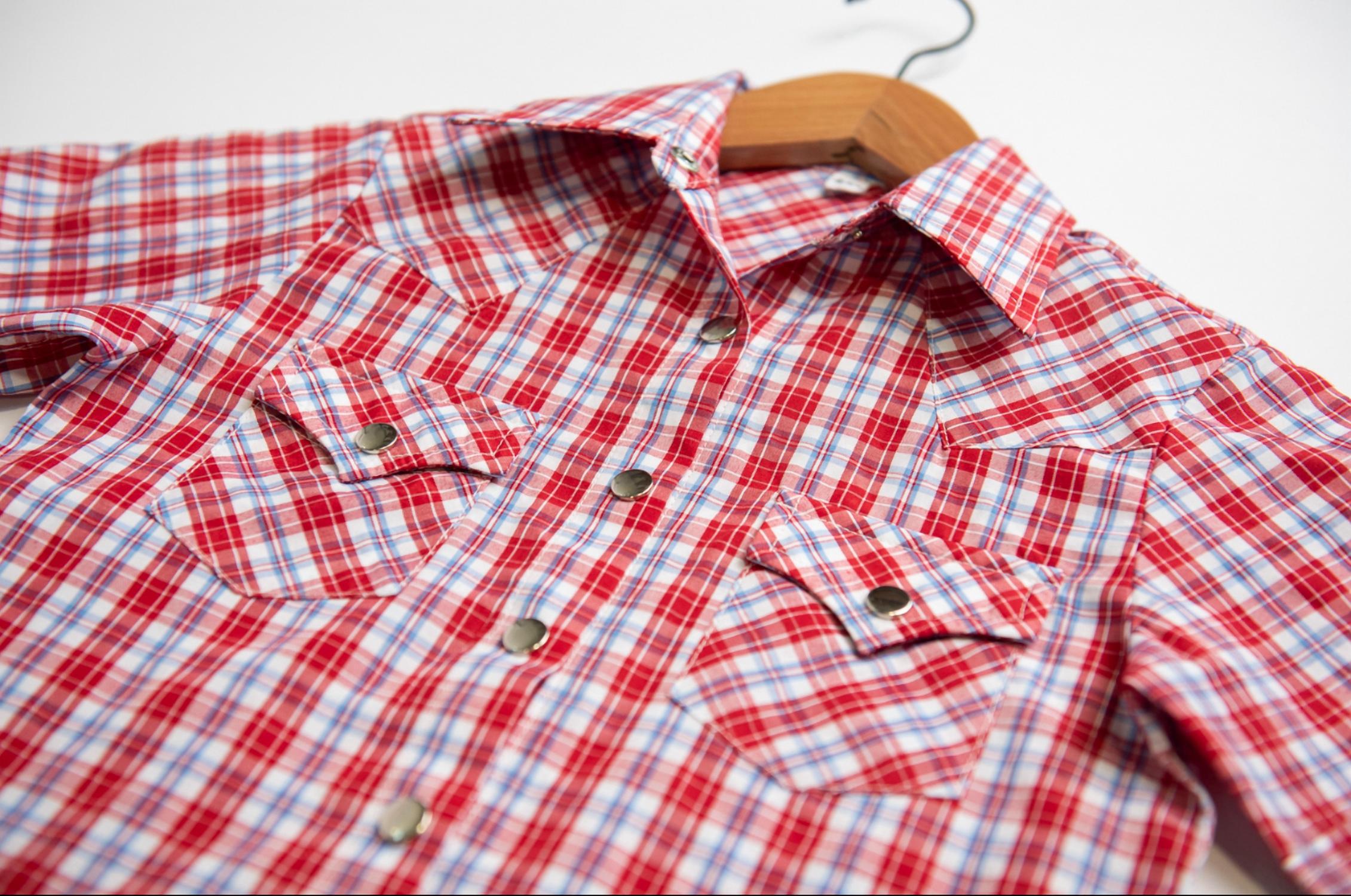 American Farm Company - Boys Youth Plaid Pattern Metal Snap Shirt