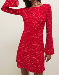 Z Supply Campbell Dot Crepe Mini Dress in kiss me red - women's dress - alternate view
