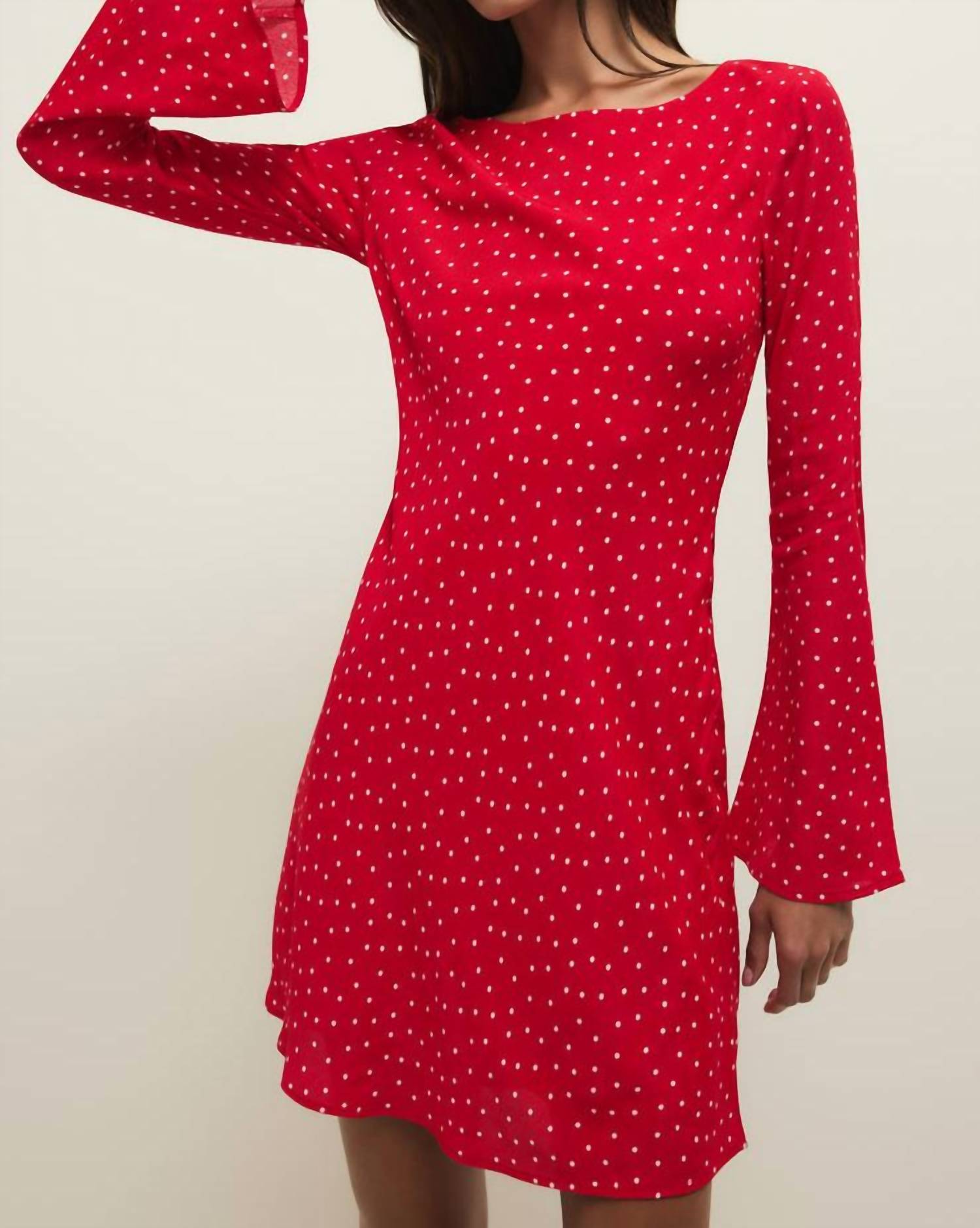 Z Supply Campbell Dot Crepe Mini Dress in kiss me red - women's dress - alternate view