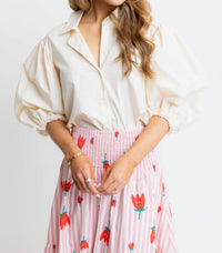 Karlie - Solid Poplin Button Top