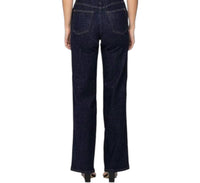 Judy Blue High Waist Classic Overall Wide Leg Jeans in dark blue - women's jeans - detail view