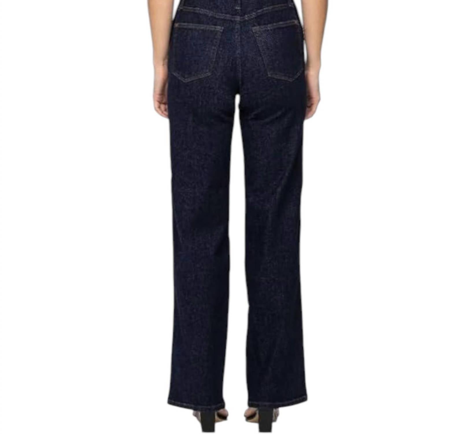 Judy Blue High Waist Classic Overall Wide Leg Jeans in dark blue - women's jeans - detail view