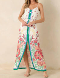 Skies Are Blue - Garden Party Border Maxi Dress