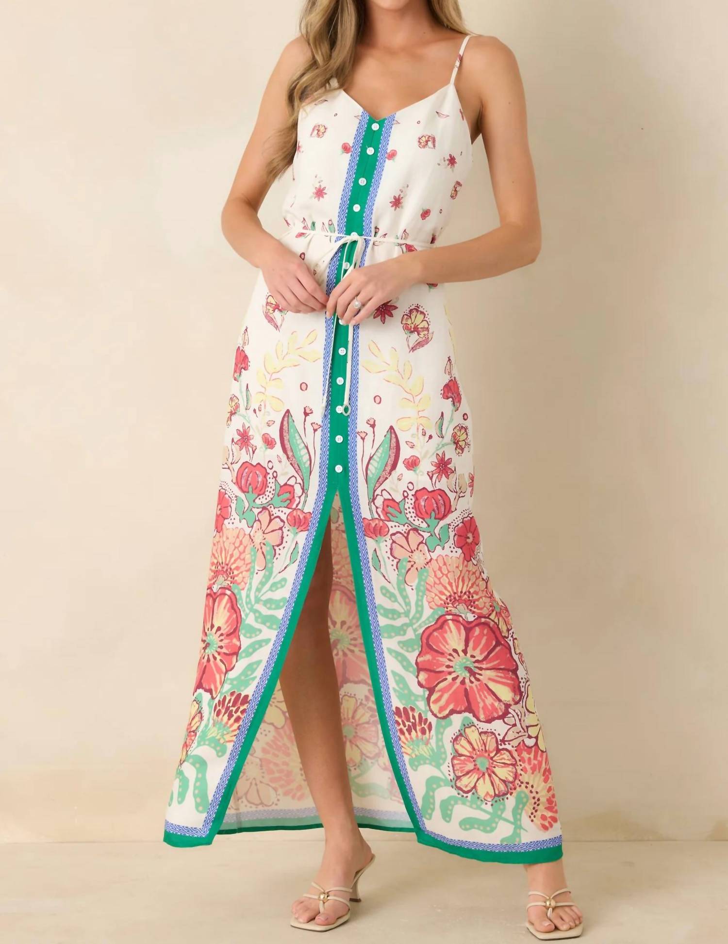 Skies Are Blue - Garden Party Border Maxi Dress