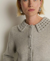 Nation LTD Addie Cardigan in grey - women's cardigan - detail view