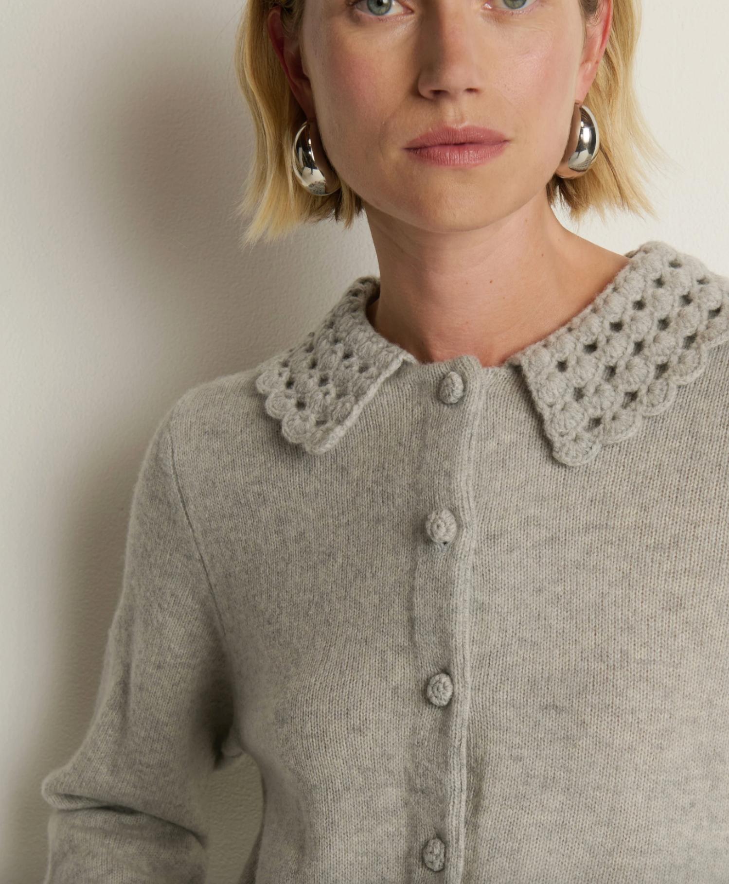 Nation LTD Addie Cardigan in grey - women's cardigan - detail view